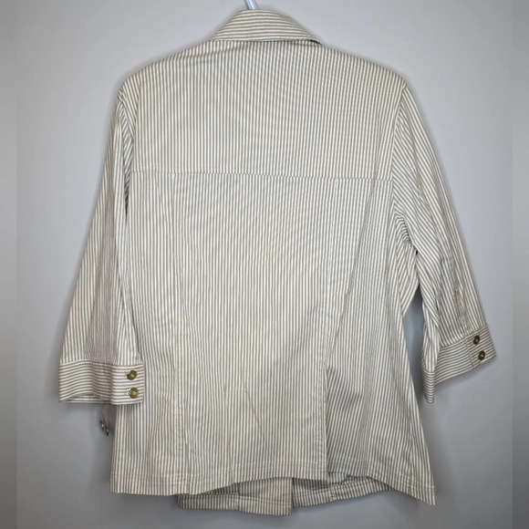 NWT ALIA Tan Beige Cream  Stiped Button Down Collared Jacket Women 16 Plus Size - Picture 9 of 10